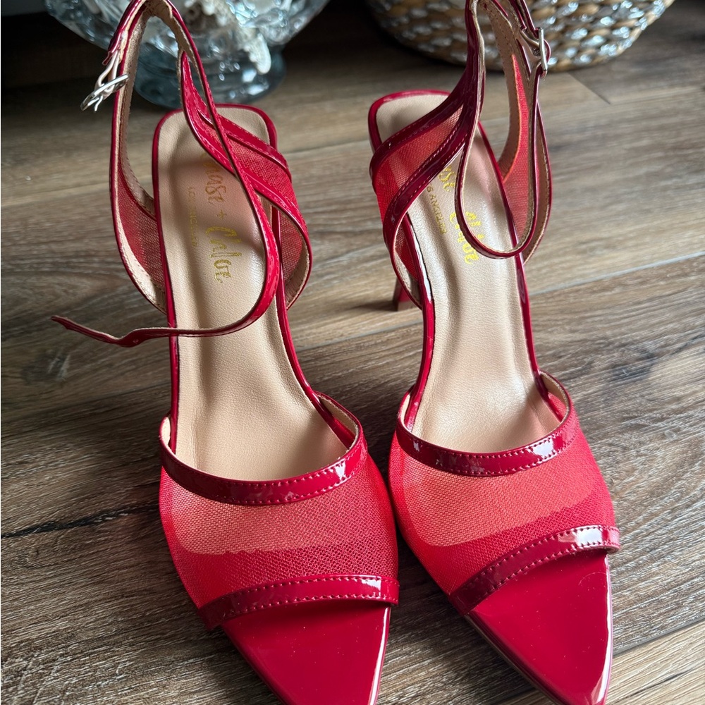 Sophisticated Red Stiletto Heels with Ankle Straps